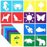 24 Stück Malschablonen für Kinder 5inch Bunte Plastik Zum Malen Set Schablonen Malschablonen Schablonen Kinders Plastik Wiederverwendbar MalereiSchablonen zum Malen