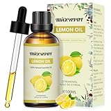 Migcaput Ätherische Zitronenöl 100ml, Kaltgepresst aus Zitrone, 100% Naturrein Lemon Oil für Diffuser, Luftbefeuchter, Aromatherapie, Raumduft, Seifen, Kerzenherstellung