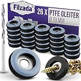 Filzada® 26x Teflongleiter zum Schrauben - Ø 19 mm (rund) - Möbelgleiter/Teppichgleiter PTFE (Teflon) inkl. Schrauben