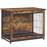 Feandrea Hundekäfig Möbel, Beistelltisch, Hundebox, Moderne Hundehütte Indoor für Hunde bis zu 20 kg, hochbelastbar, Hundehaus für Zuhause, herausnehmbares Tablett, 2 Türen, vintagebraun PFC002X01