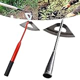 Gartenhacke mit Stiel,Handheld Ganzstahl Gehärtete Hohlhacke,Garden Helper Unkrauthacke zum Gemüseanbau,Unkrautjäten und Bodenlockerung Silber+ Rot