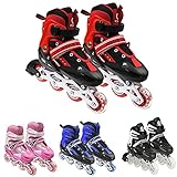 Inline-Skates für Erwachsene, Inlineskates für Erwachsene, Inlineskates mit einzigartigem Blitz, Inlineskates für drinnen und draußen, Rot