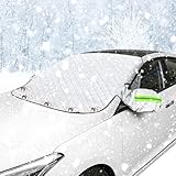 ELNLE Frontscheibenabdeckung Auto Winter Windschutzscheibenabdeckung Windschutzscheibe mit Magnetische Frost Schnee Staub UV Sonne Faltbare mit Spiegelabdeckungen (243 x 105cm)