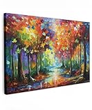 MuchoWow© Bilder Groß 120x80 cm XXL Wohnzimmer Deko Modern Wandbild Foto auf Leinwand Bild Schlafzimmer Room Decor Geschenke Kunstdruck - Bunt - Landschaft - Wald - Farben - Natur