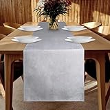 YUNSHANGHE Tischläufer Wasserdichter 40 x 240 cm Tischläufer Frühling Modern Leinenoptik Abwaschbar Tischband Perfekt für Esszimmer Party Feiertag Dekoration (Hellgrau)