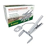 GARDIGO® Wühlmausfalle mit festgekettetem Köderplättchen - 4er Set I Wiederverwendbare Wühlmauszangenfalle für den Garten I Beidseitige Fangmöglichkeit I Korrosionsbeständige Wühlmauszange