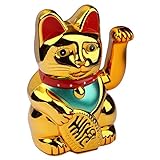 Schramm® Winkekatze Gold Meneki Neko Winke Katze Chinesische Glücks Katze Glückskatze Glücksbringer