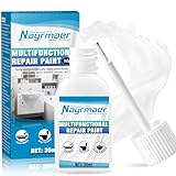 Nayrmaer Emaille Reparatur Lack, 30ml Badewannenlack, Wasserfest Fliesenlack Badezimmer, Wandfarbe Ausbessern Weiß Geeignet für Badewannen, Toiletten, Waschbecken, Fliesen, Wände, Duschen usw.