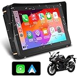 TOUTBIEN Kabelloser CarPlay Bildschirm für Motorrad, Tragbares Android Auto für Motorräder, 7 Zoll IP67 Wasserdichter Touchscreen, Duales Bluetooth/Sprachsteuerung/Navigation/FM/Mirror-Link