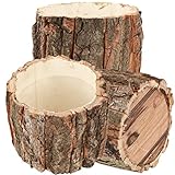 Operitacx 3 x Holzrinde Blumentopf, Desktop Weihnachtsbaum Holzsockel Natürlicher Baumstamm, Sukkulenten Übertopf, Rustikaler Baumstumpf, Kaktus-Topf, Garten, Balkon, Dekoration, 10 cm