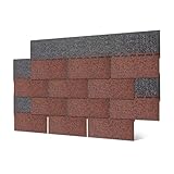 Ciper Asphalt-Dachschindeln, 8 Stück, Werkzeugschuppen, Garage und Dachreparatur, einfach zu installieren und zu entfernen (rot, 3 Fächer)