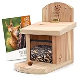 wildtier herz I Eichhörnchen Futterhaus wetterfest I aus verschraubtem Massiv-Holz Futterstelle I Futterstation Eichhörnchen Kobel, Eichhörnchenhaus
