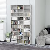 GCHDHAPB Schränke und Aufbewahrung, Medien-Aufbewahrungsschränke und -regale, CD-Schrank, Betongrau, 102 x 16 x 177,5 cm, Holzwerkstoff