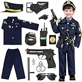 INNOCHEER Polizei Kostüm Kinder, Polizei Kostüm für Kinder, Polizei Spielzeug für Kinder Jungen Halloween Karneval (Polizei Kostüm Kinder, Medium-(5-7 Year))