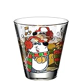 Leonardo Bambini Trink-Glas Weihnachten, 1 Stück, Kinder-Becher aus Glas mit Winter Panda-Motiv, spülmaschinengeeignetes Saft-Glas, 215 ml 016321