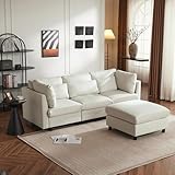 Modernes Design, Polstermöbel, Sofa (220 x 83 x 81cm+74 x 74 x 45cm), Dreisitzer-Sofa, Wohnzimmersofa, Ecksofa mit Fußhocker, L-förmiges Ecksofa