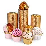 150 Stücke Muffinförmchen Papier, Cupcake Formen Papier, Wasserdicht und Ölfest Backförmchen Papier, Backförmchen aus Aluminiumfolie für Heim oder Party - Gold/Weiß/Roségold Cupcake (68 x 40mm)