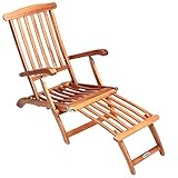 Casaria® Sonnenliege Klappbar Wetterfest Holz FSC®-Zertifiziert Akazie Fußstütze abnehmbar Liegestuhl Rückenlehne 4fach verstellbar 160kg belastbar Garten Balkon Liege 169x54cm