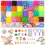 HooySprs 3000+ Loom Bänder Set, 40 Rastern Loom Bänder zubehör mit 32 farbige Gummibänder, Perlen, Anhängern, Charms, S-Clips und anderem Zubehör – Geschenk für Kinder, Mädchen und Jungen