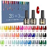 NAILABY UV Nagellack Set - 39 Stück Soak Off Gel Mit Unterlack, Glänzender & Matte Überlack - Shellac Farben Gel Nail Polish für Nagel Design