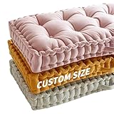 ROIPXM Bankkissen, getuftete Bankkissen für Innenmöbel, Fenstersitzkissen für den Innenbereich, Samt-Erkerfensterkissen, französische Bodenkissen mit Griff, 10,2 cm dick, 8 Farben