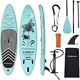 Jospolf Aufblasbare SUP Board, Stand Up Paddling Board Ausgestattet mit 3-TLG Verstellbares Alu-Paddel + Handpumpe, 320 × 81 × 15 cm