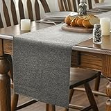 Frühling Frühling Tischläufer, Waschbare Leinen Optik, Wasserdicht für Esszimmer, Party, Urlaub Dekoration (Grau, 40x180cm)