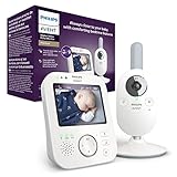 Philips Avent Babyphone mit Kamera, Tag- und Nachtsicht, hohe Reichweite, Eco-Mode, FHSS-Technologie, 3,3 Zoll Farbbildschirm, 10 Stunden Akkulaufzeit, weiß (Modell SCD843/26), 720p