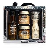 Savor & Sens 'Rund um Trüffel' Trüffel Geschenkbox Set, Olivenöl 100ml, Pilzcreme 100g, Senf und schwarzem Pfeffer, 100g