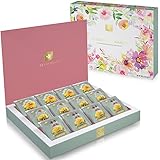 Teabloom Teeblumen Kiste – Sorgfältig Ausgewähltes Tee Geschenkset mit 12 Gourmet Blumentees - 36 Aufgüsse – Verpackt in einer Eleganten Geschenk Teebox