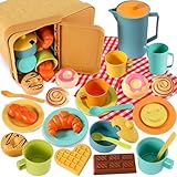 HERSITY Picknickkorb Kinder Teeservice Spielküche, Picknick Kinder Set mit Decke, Tee Set mit Dessert Spielzeug Outdoor, Geschenk für Jungen Mädchen 3 4 5 Jahre