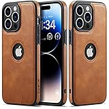 Sibada iPhone 14 Pro Max Hülle, iPhone 14 Pro Max Case, Logo View Kompatibel mit Slim Premium Veganes Leder Klassisch Luxus Elegant Dünn Cover, entworfen für iphone14promax hülle - Braun