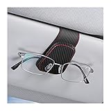 CGEAMDY Brillenhalter für Auto Sonnenblende, Auto Visier Brille Halterung, Magnetischer Leder Brillenhalter Clip, Ticket Karten Clip Brillen Halterung Geschenke (Carbon)