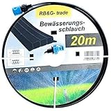 RB&G Beregnungsschlauch Bewässerungsschlauch / Sprühschlauch 20m schwarz inkl. Anschlüsse / sofort Startklar