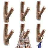 DEAYOU 6 Stück Holz-Wandhaken, Baumzweig, Echtholzhaken zum Aufhängen, selbstklebend, Bauernhaus, rustikale Hut-Kleiderhaken, Wandsticker für Handtücher, Taschen, Schals, Schlüssel (Breite 2-3 cm)