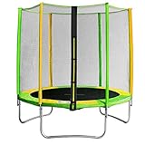 Trampolin für Kinder, Gartentrampolin mit Schutznetz, Gartentrampolin für den Außenbereich, Freizeit-Trampoline & Fitness-Trampolin (Ø 150 x 160 cm, grün gelb)