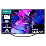 Hisense 65U7KQ 164 cm (65 Zoll) Fernseher 4K Mini LED ULED HDR Smart TV, Quantum Dot, 120Hz, HDMI 2.1, Game Mode Pro, Dolby Vision IQ & Atmos, Bluetooth, Alexa Built-in, Anthrazit [2023], Schwarz