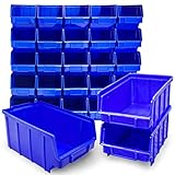 26x Stapelboxen Größe 3 Werkstatt Garage Keller Sichtlagerboxen 248x145x127mm Lagerboxen blau Sichtlagerkästen Kleinteile Aufbewahrung