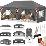 KESSER® Pavillon Faltpavillon 6x3m Festzelt mit 6 abnehmbaren Seitenwänden | Gartenzelt Höhenverstellbar & Wasserdicht + Tasche Bodenanker | Pop-Up Klicksystem UV-Schutz 50+ Partyzelt Anthrazit