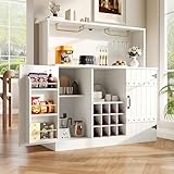 LAKFEW Sideboard, Buffet, Schrank, Weinschrank, Weinregal für Flaschen, Küchenanrichte, Vorzimmerschrank mit Mehreren Fächern, mit Offener Arbeitsplatte und 2 Türen, 120 x 40 x 120 cm