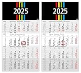 4-Monatskalender 2025 Wandkalender 2 Stück Wandkalender mit Datumsschieber 4, 30 x 56 cm,