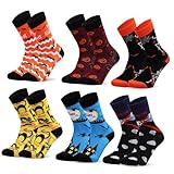 Homoyoyo 6 Paare Unisex Halloween Socken Mittellang Bunte Baumwolle Spukiges Partygeschenk Verstärkte Ferse und Spitze Für Damen und Herren