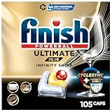 Finish Ultimate Plus Infinity Shine Citrus Spülmaschinentabs – Geschirrspültabs für intensive Reinigung, Fettlösekraft und Glanz mit Schutzschild – 105 Finish Caps