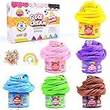 ToysButty Fluffy Shleim Kinder Selber Machen Set 6 Farben Butter Slime Kit, Geschenk Mädchen Jungen Spielzeug, Cake Charms Enhalten Duftenden Putty (Rainbow Edition)