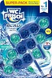 WC FRISCH Kraft Aktiv Blauspüler Ozeanfrische, WC-Reiniger und Farbspüler mit 50 Prozent mehr Glanz, 3er Pack (3 x 1 Stück)