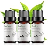 3 Stück Teebaumöl Bio Natural Organic Tea Tree Essential Oil Tea Tree Oil Geeignet für Haut Haare Nägel Ideal zum Zerstäuben Duschen Baden|Kerzenherstellung Seife