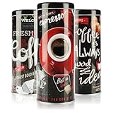 com-four® 3X Kaffeepaddose - Metalldose für Kaffeepads - Aufbewahrungsbehälter mit Deckel für Kaffee, Tee, Kekse - Blech-Dekodose im modernen Vintage-Design (3 Stück - Vintage)