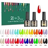 Tormay 23 Stück UV Nagellack Neon Leuchtendes UV Gel Set 20 Farben Nagellack, Schellack Nagellack mit Base Coat, Matt und Glänzende Top Coat für Nail Art Salon Design Maniküre Set