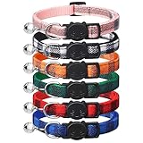 6 Stück Klassisches Karierte katzenhalsband mit Sicherheitsverschluss,Einstellbar 18-30cm Halsband Katze,Katzen Halsbänder für Mädchen Jungen,Personalisiert Haustierzubehö