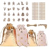 Weihnachts-Adventskalender-Tüten – 24 Tage Countdown-Kalenderbeutel, Adventskalender-Süßigkeiten-Hängebeutel | Charmante Weihnachts-Goodie-Goldstern-Tüten, ideal für saisonale Geschenke und festliche